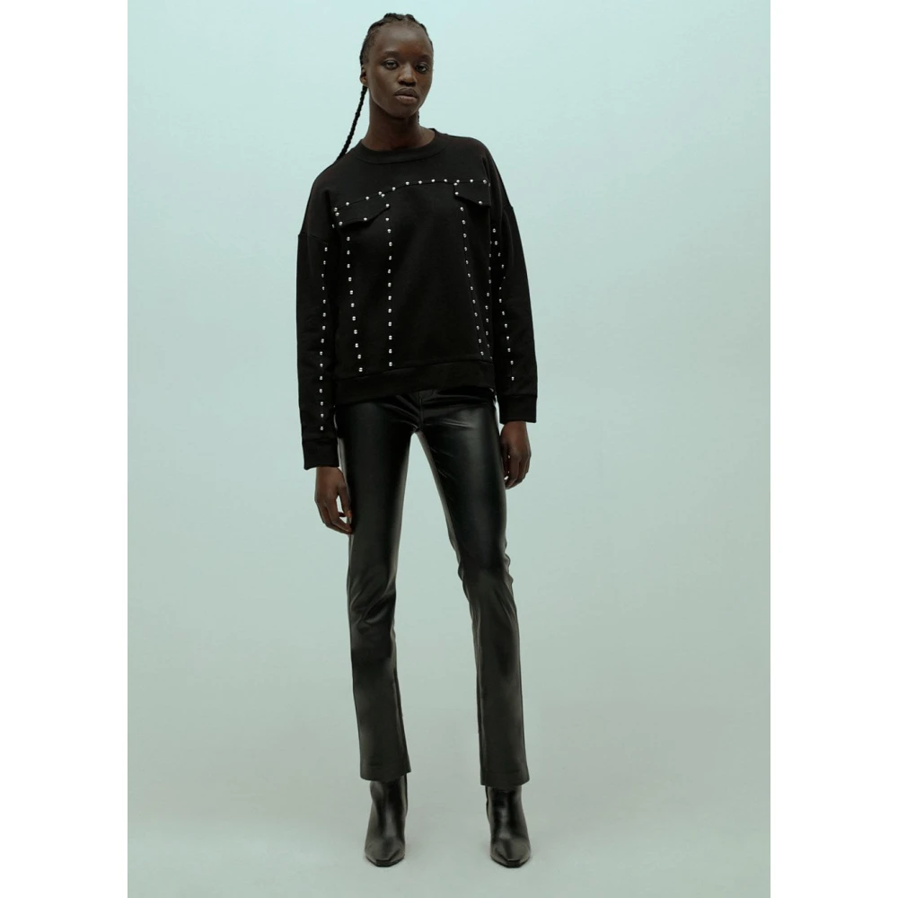 Homage Zwarte Vegan Leren Straight Jeans Sarah Black Dames