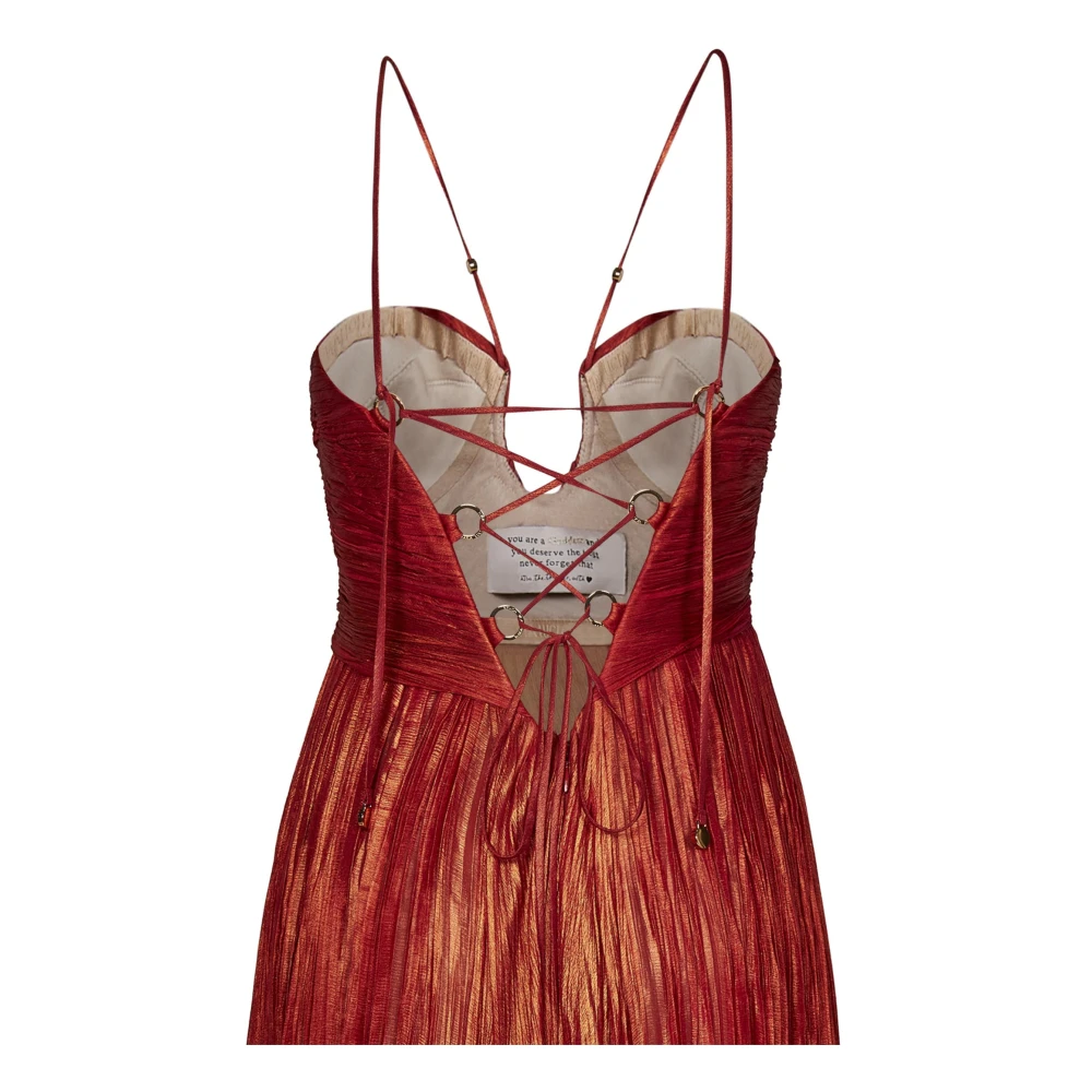 Maria Lucia Hohan Rode Zijden Ruche Jurk Elegant Statement Red Dames