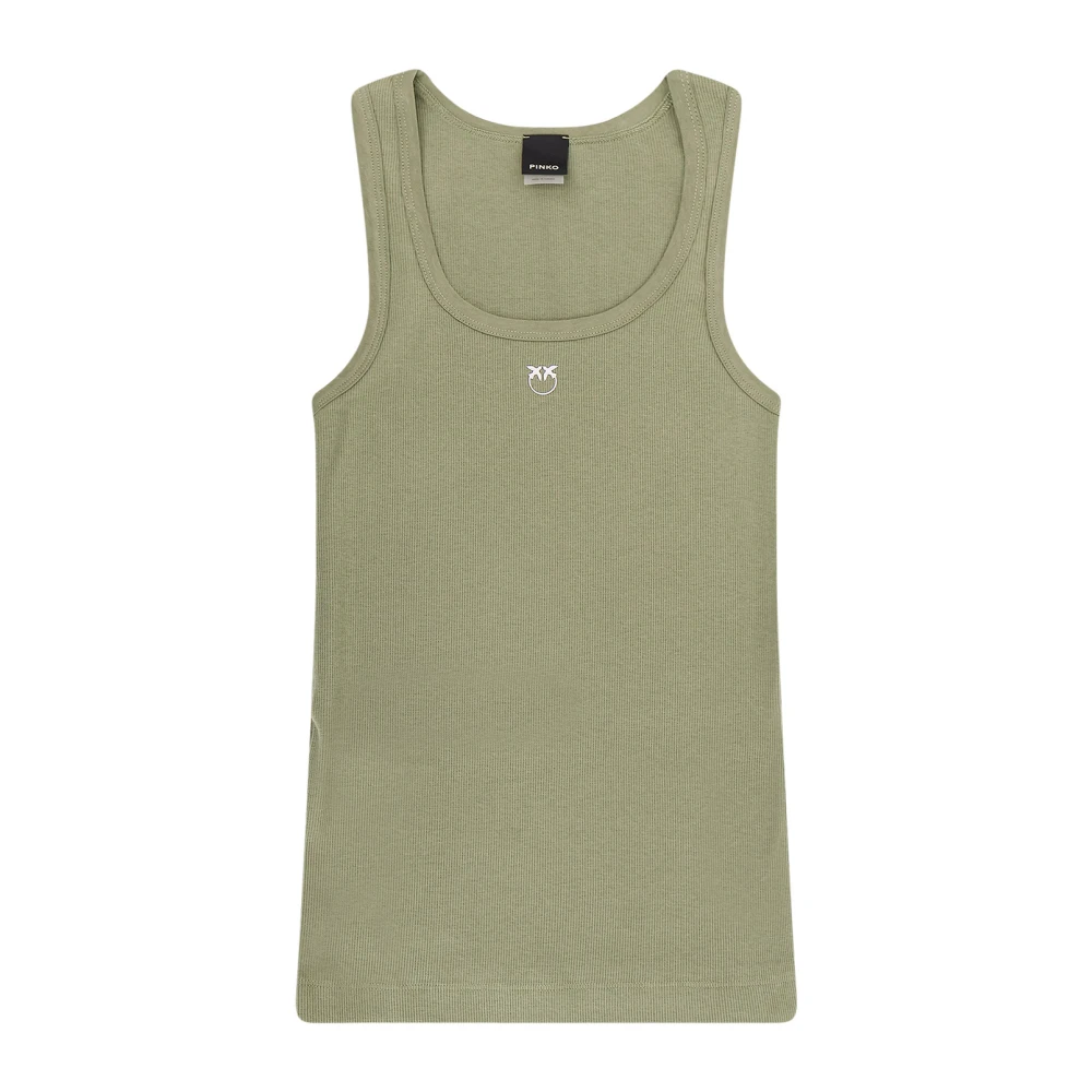 Pinko Green Sleeveless Tops, Female, Xs, 100807 A338 Ribbed Tank Top
