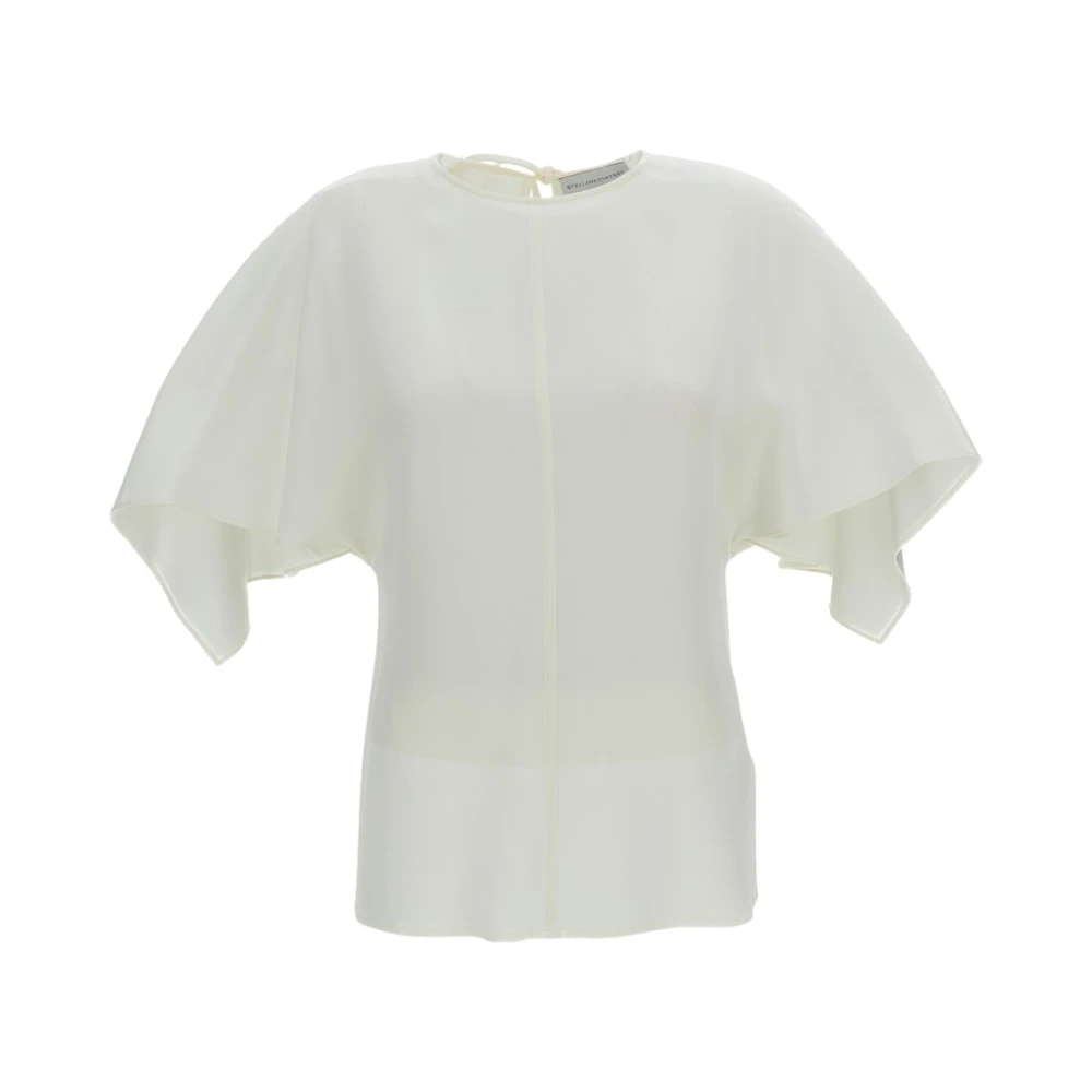 Stella Mccartney Vrouw Beige Tops Dames, S, Satijn, Handkerchief Satijnen Top