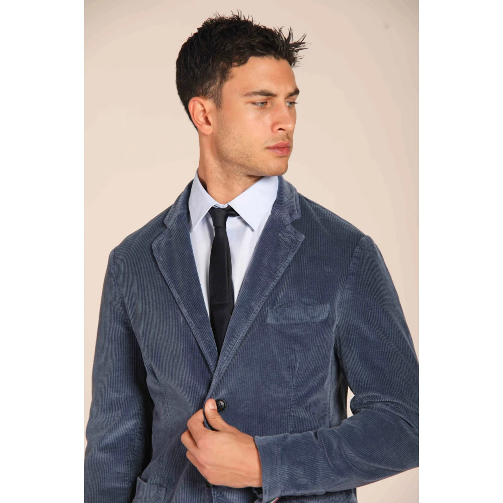 Mason's Velvet 500-Stripes Regular Fit Blazer Blue Heren