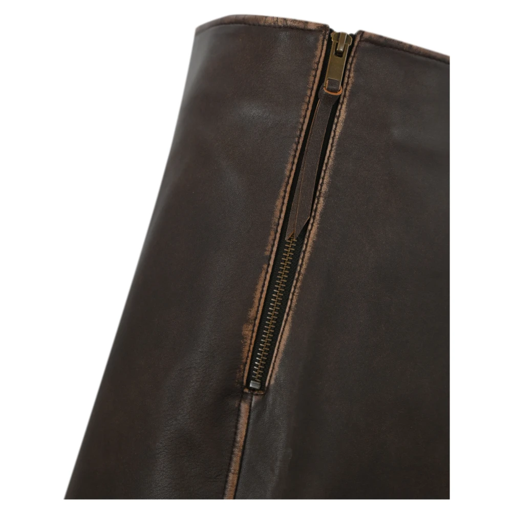 Max Mara Weekend Bruine Leren Minirok Brown Dames