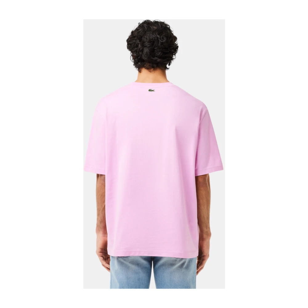 Lacoste Sportieve Jacquard Kraag T-shirt Pink Heren