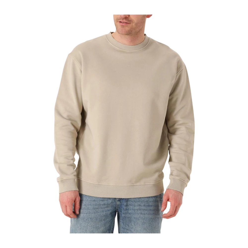 Pure Path Heren Loose Fit Crewneck Sweater Beige Heren