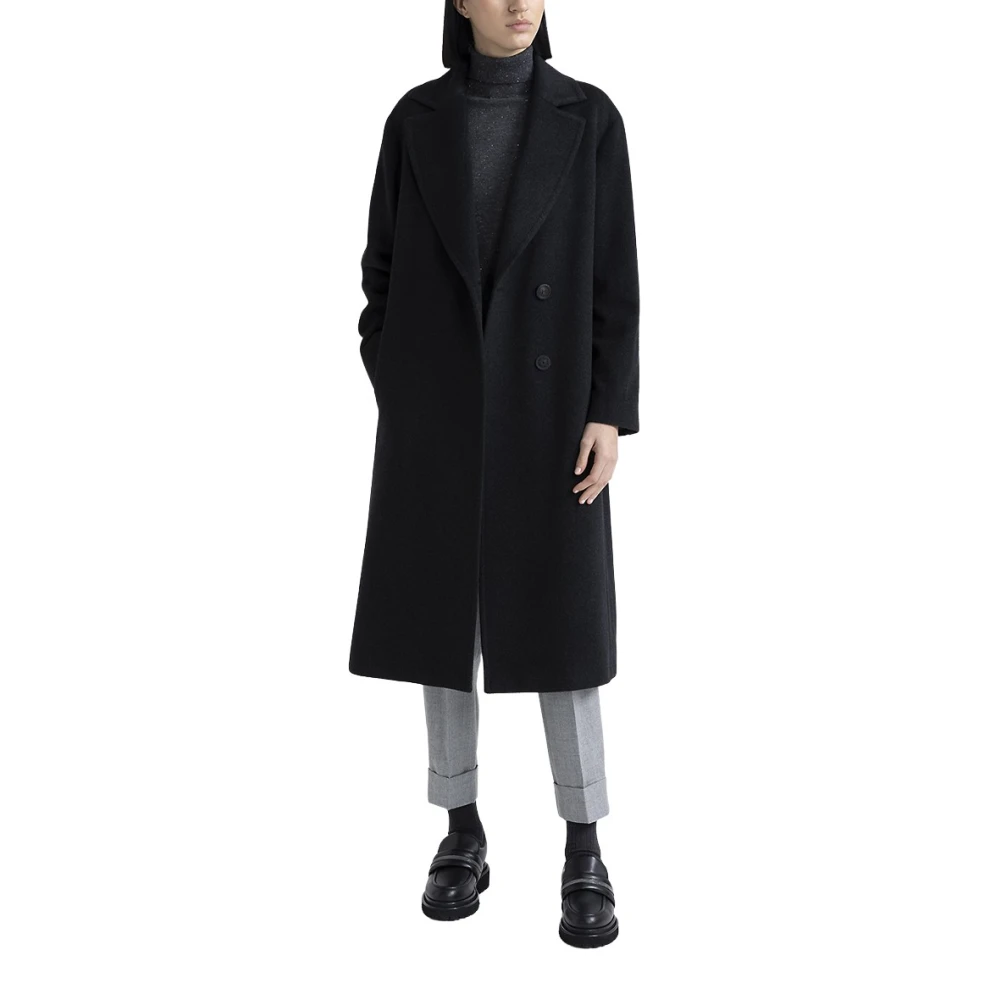 PESERICO Puure kasjmier wollen jas Black Dames