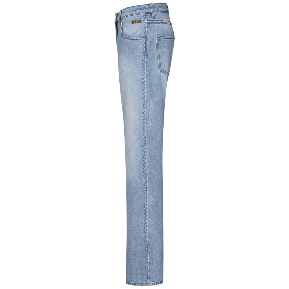 Msgm Blauwe Katoenen Denim Jeans met Trim Blue Dames