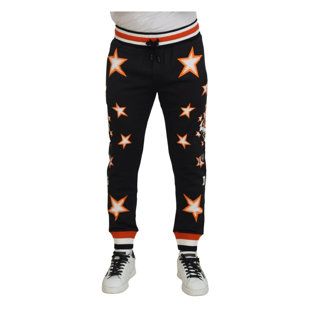Dolce & Gabbana , Sweatpants, Male, Multicolor, S, Elegant Black Star Casual Joggers