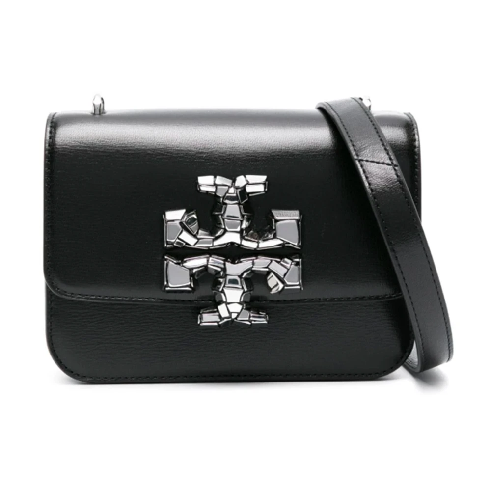 TORY BURCH Zwarte Leren Gehamerde Textuur Schoudertas Black Dames