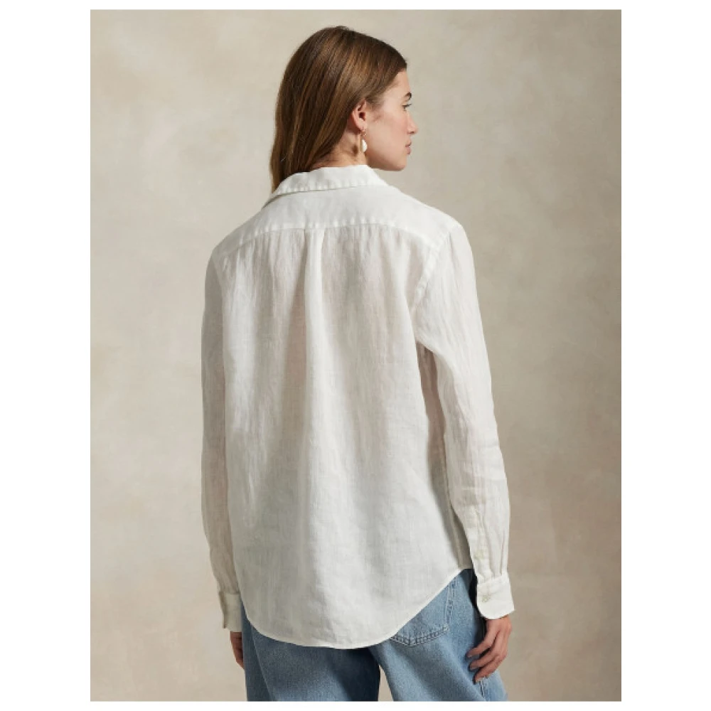 Polo Ralph Lauren Linnen overhemd met iconisch logo White Dames