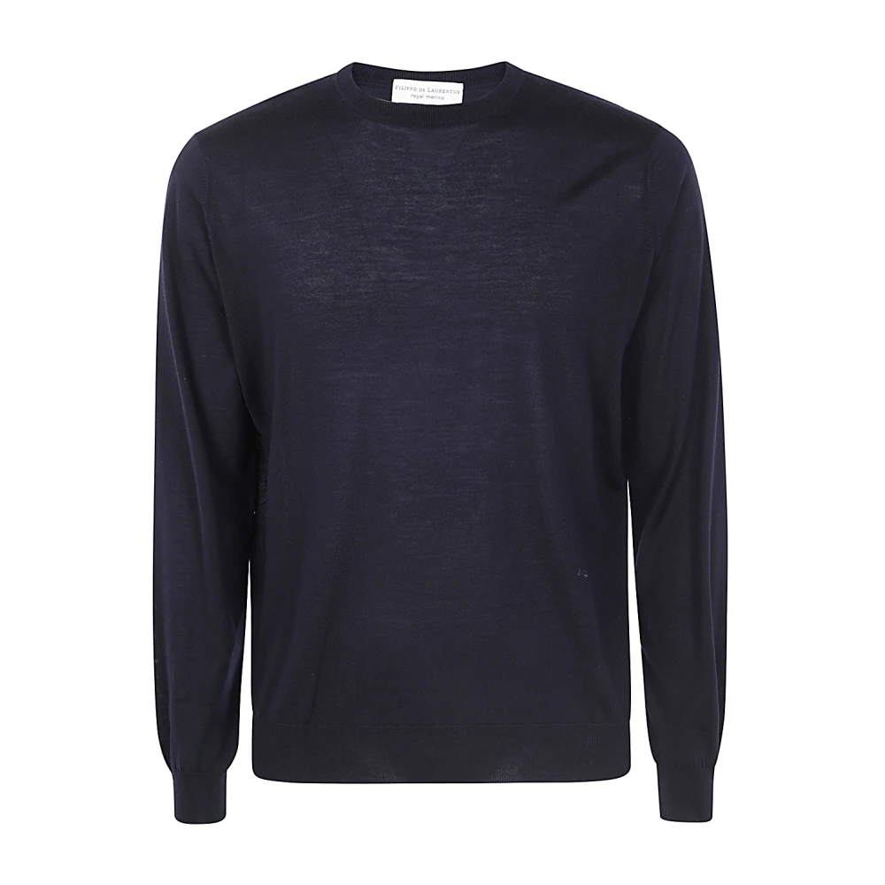 Filippo De Laurentiis Blauwe Merinos Ronde Hals Trui Blue Heren