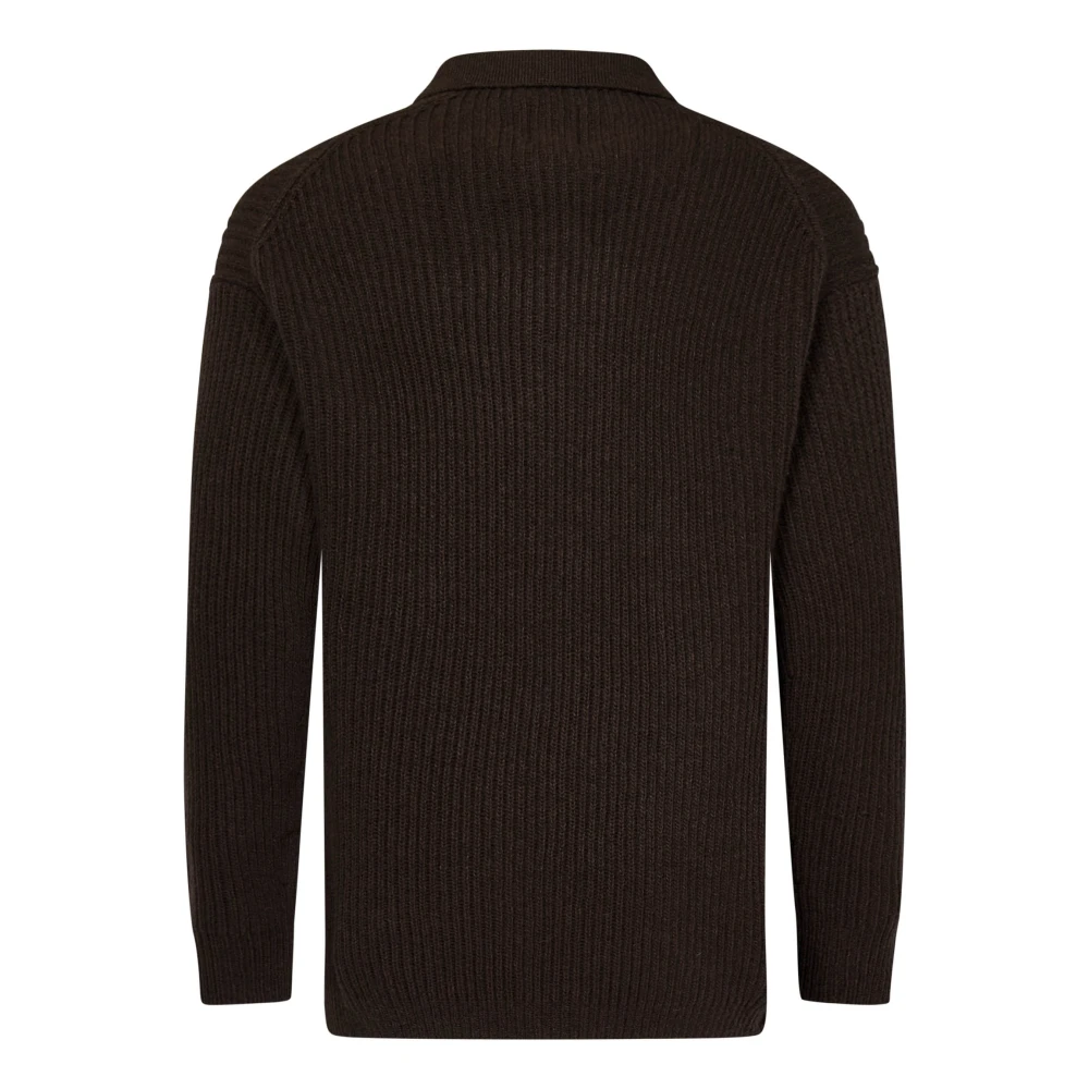 Emporio Armani Bruine Fisherman's Rib Stitch Sweater Brown Heren