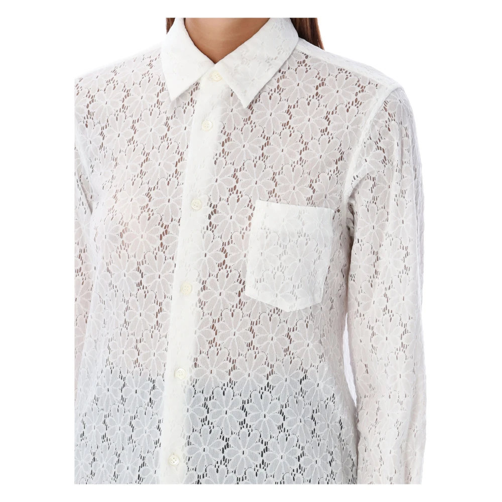 Comme des Garçons Off-white Doorschijnende Kant Knoopshirt White Dames