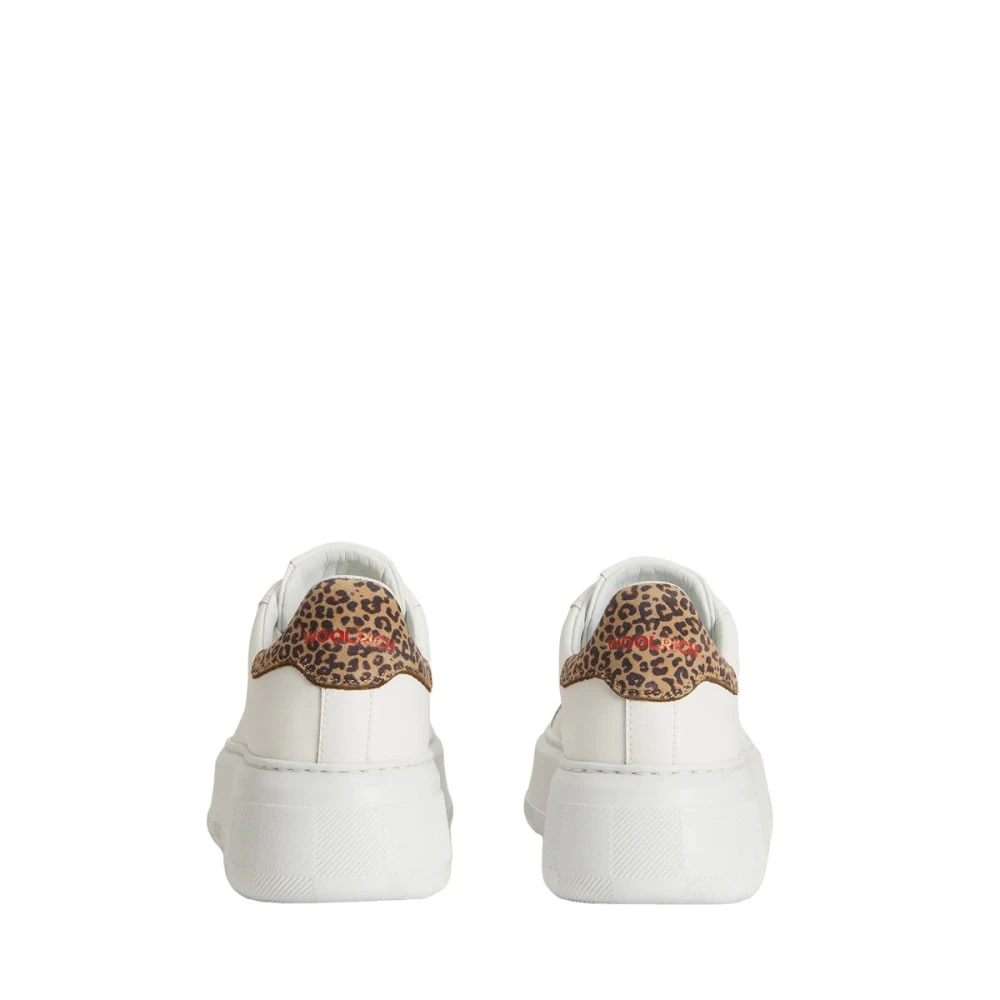 Woolrich Leoparddetail Witte Leren Sneakers