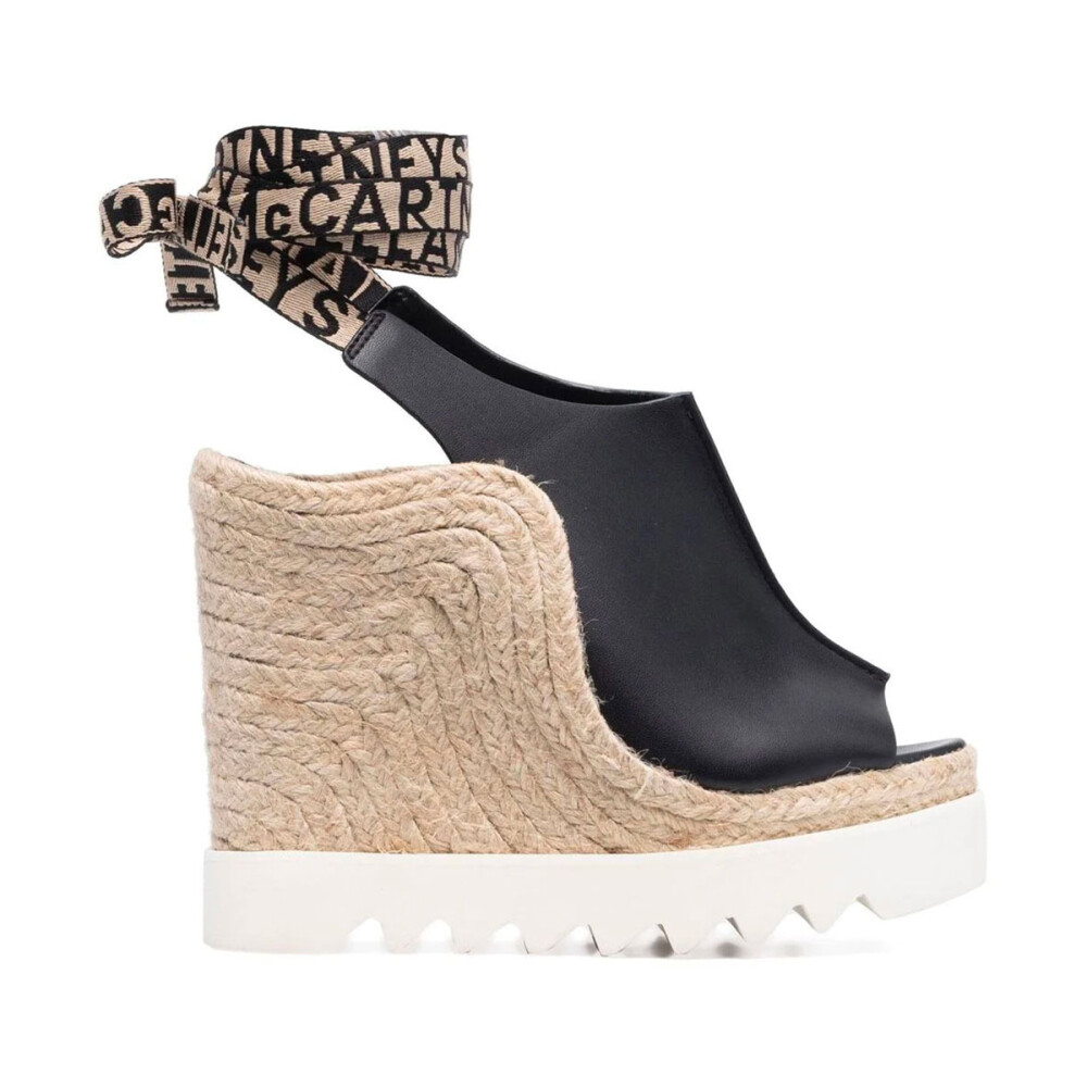 Zwarte sleehak sneakers met touwhak Stella McCartney