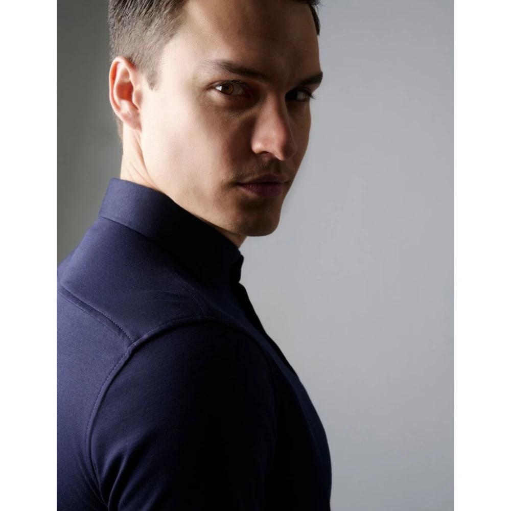 Desoto Lange Mouw Navy Shirt Hai Blue Heren