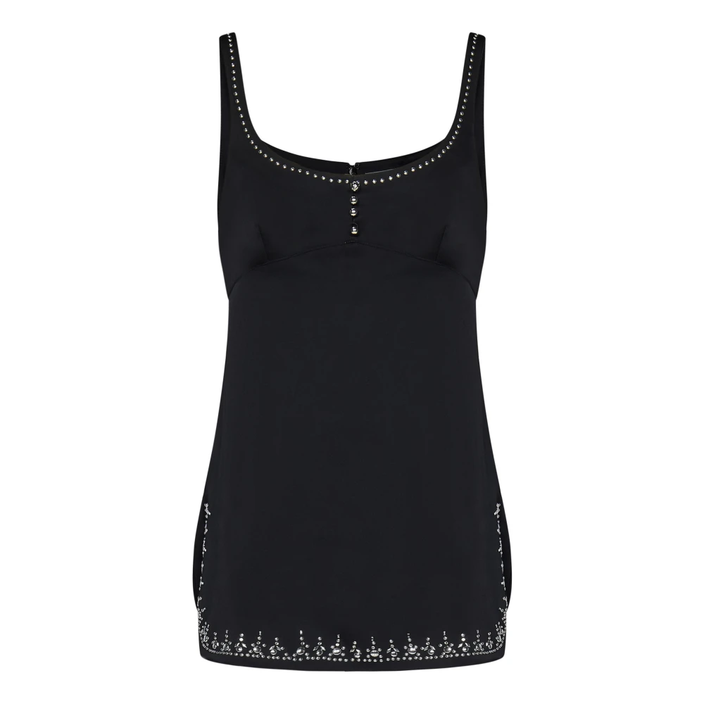 Rabanne Women's Black Sleeveless Tops, S, Sleeveless Top With Embroidery
