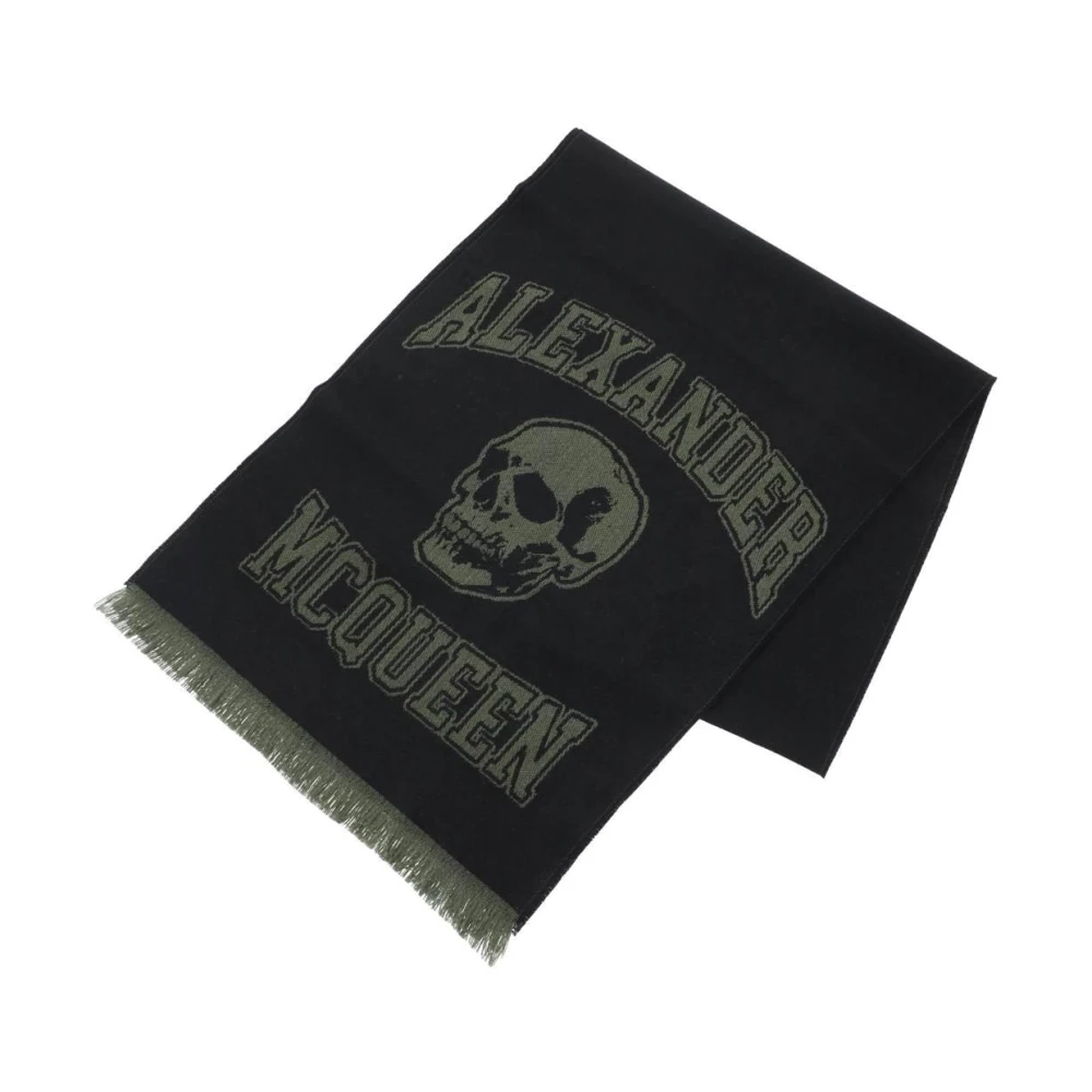 alexander mcqueen Varsity Logo Wollen Sjaal met Skull Motief Multicolor Heren