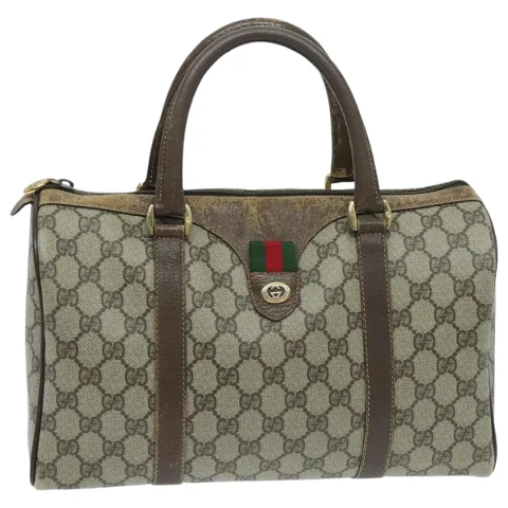 Gucci Vintage Pre-owned Leather travel-bags Beige Dames