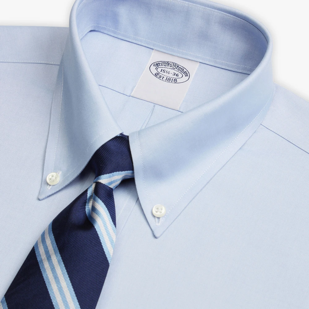 Brooks Brothers Lichtblauw Traditioneel Passend Stretch Supima Katoenen Non-Iron Overhemd met Knoop-Down Kraag Blue Heren