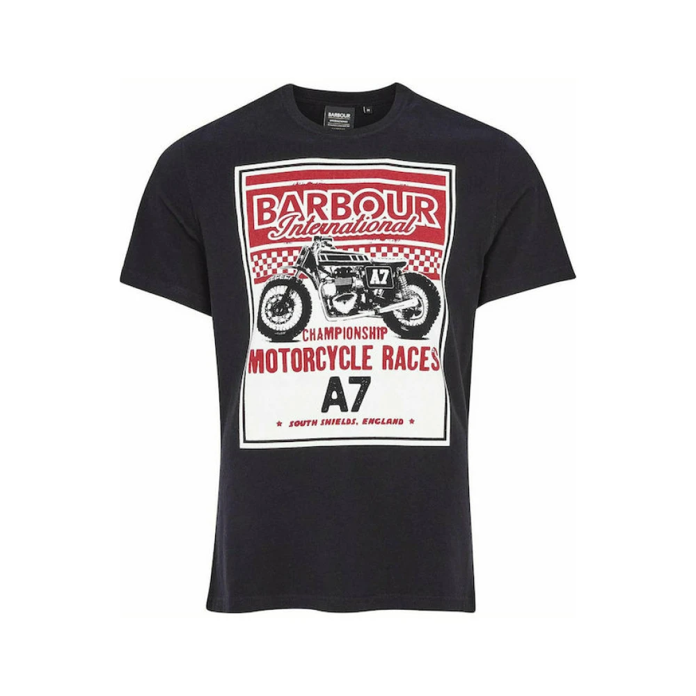 Barbour Legendarisch A7 T-shirt met vintage logo prints Black Heren