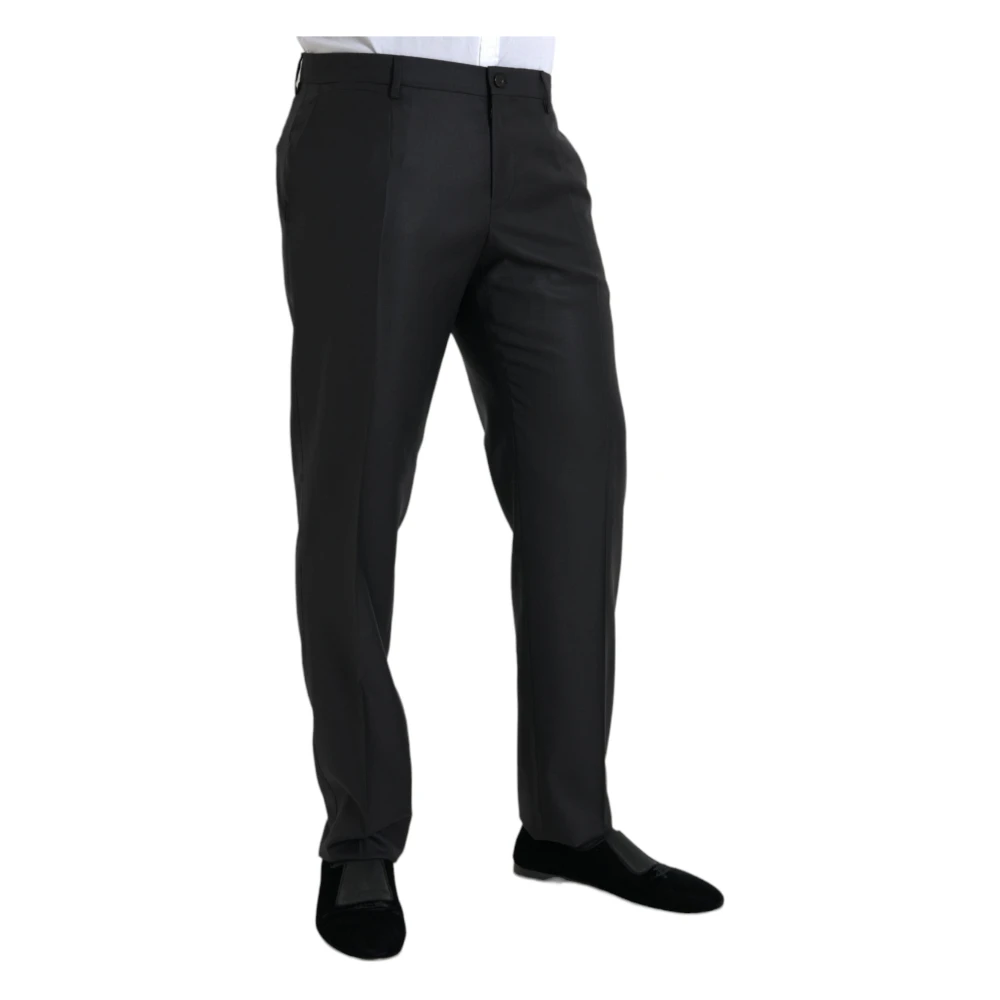 Dolce & Gabbana Zwarte wollen en zijden pantalon Black Heren