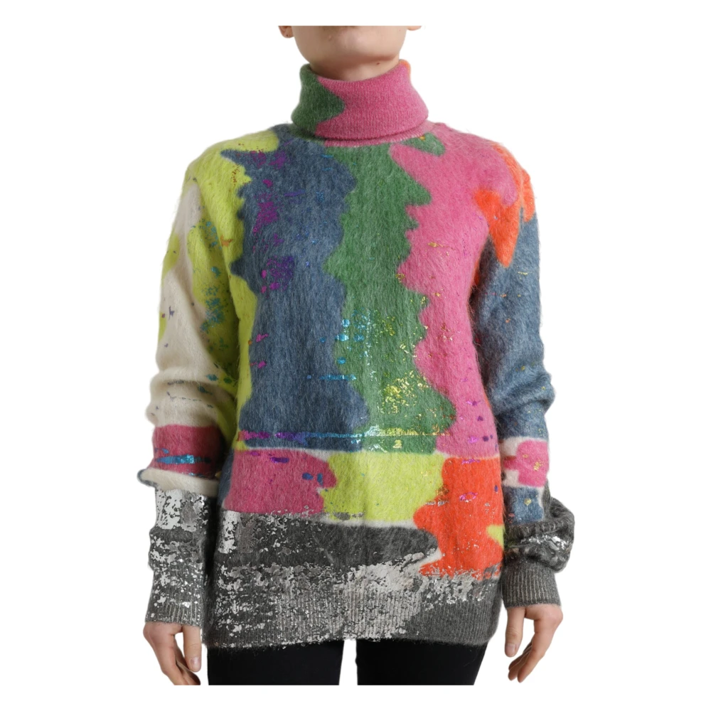 Dolce & Gabbana Women's Multicolor Turtlenecks, Xs, Striped Mohair Turtleneck Jumper