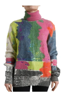 Randig Mohair Rullkrage Tröja
