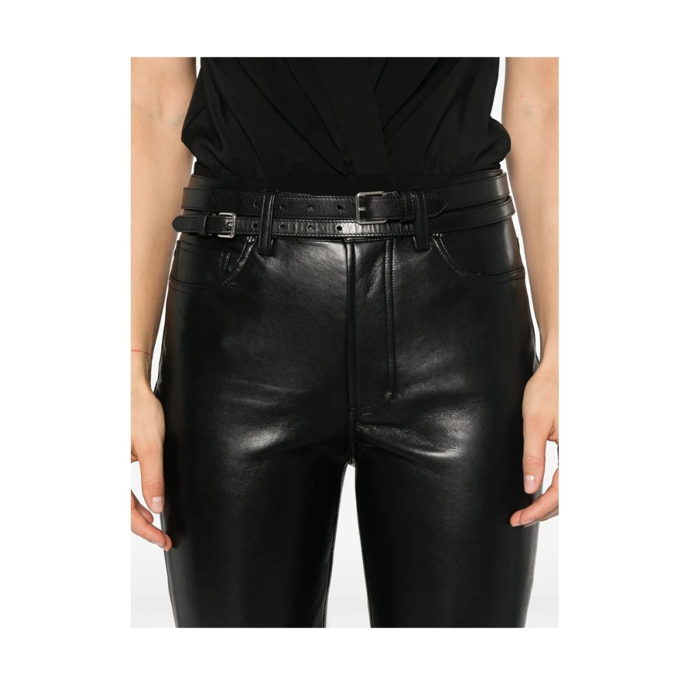 Anine Bing Zwarte imitatieleren high-waisted jeans Black Dames