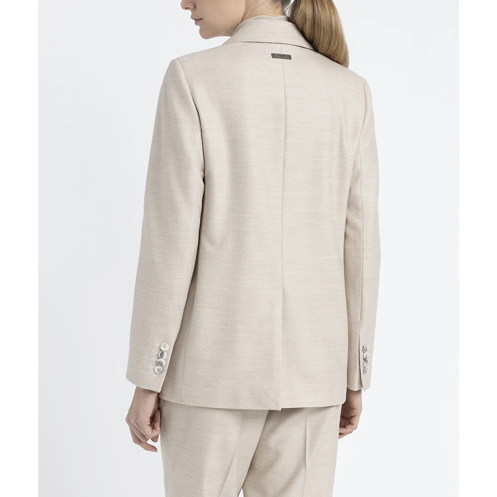 PESERICO Loro Piana enkelborst comfort wollen jaspé blazer Beige Dames