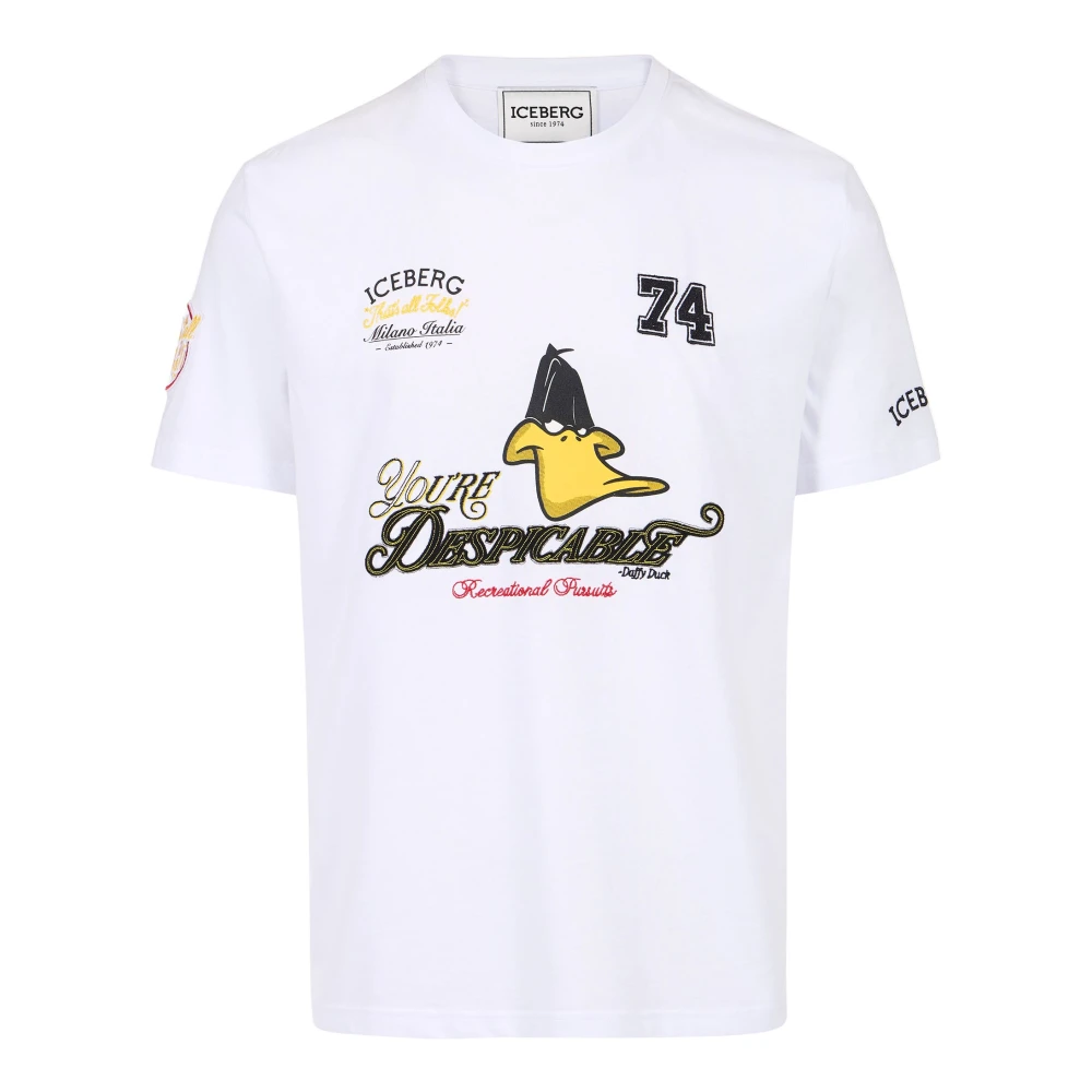 Iceberg Men's White T-Shirts, M, Regular Fit Cotton Jersey T-Shirt