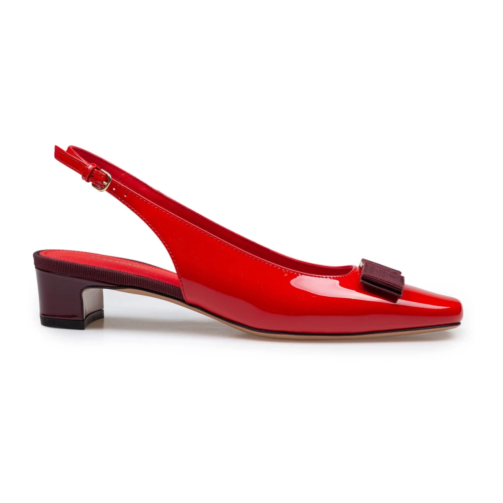 Ferragamo Women's Burgundy Patent Leather Slingback Pumps