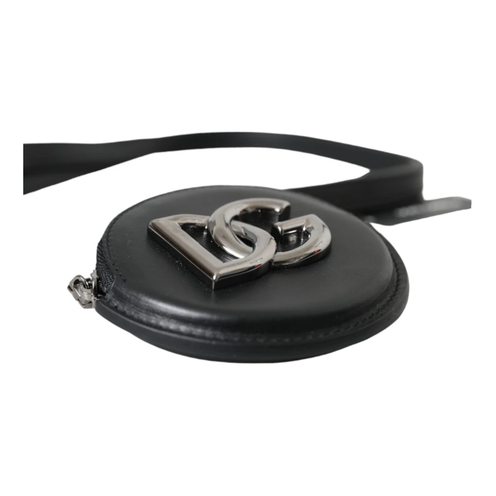 Dolce & Gabbana Zwarte Leren Logo Muntportemonnee Black Dames