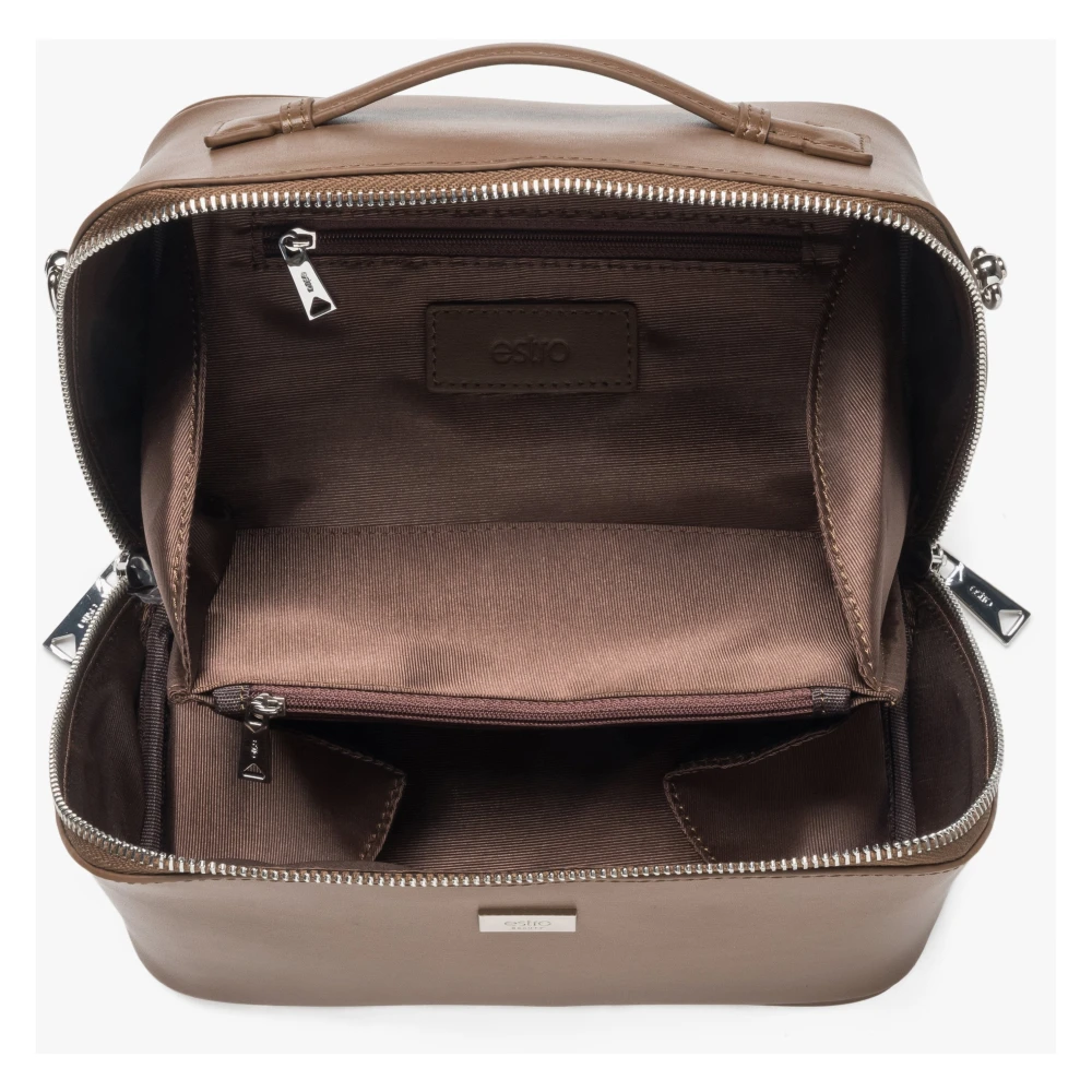 Estro Bruin Leren Compacte Make-uptas voor Vrouwen Brown Dames