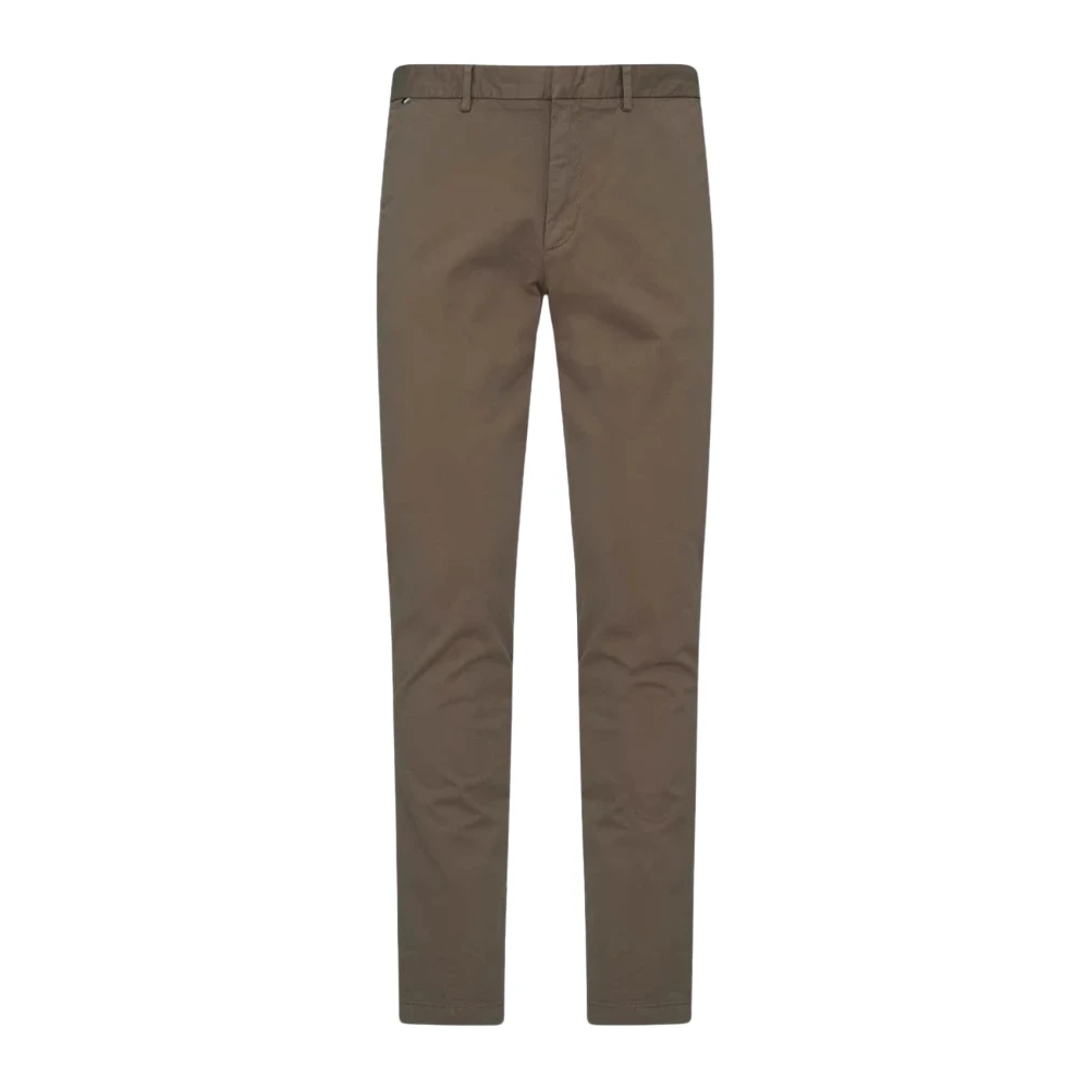 Hugo Boss Slim Fit Katoenen Chino Broek Brown Heren