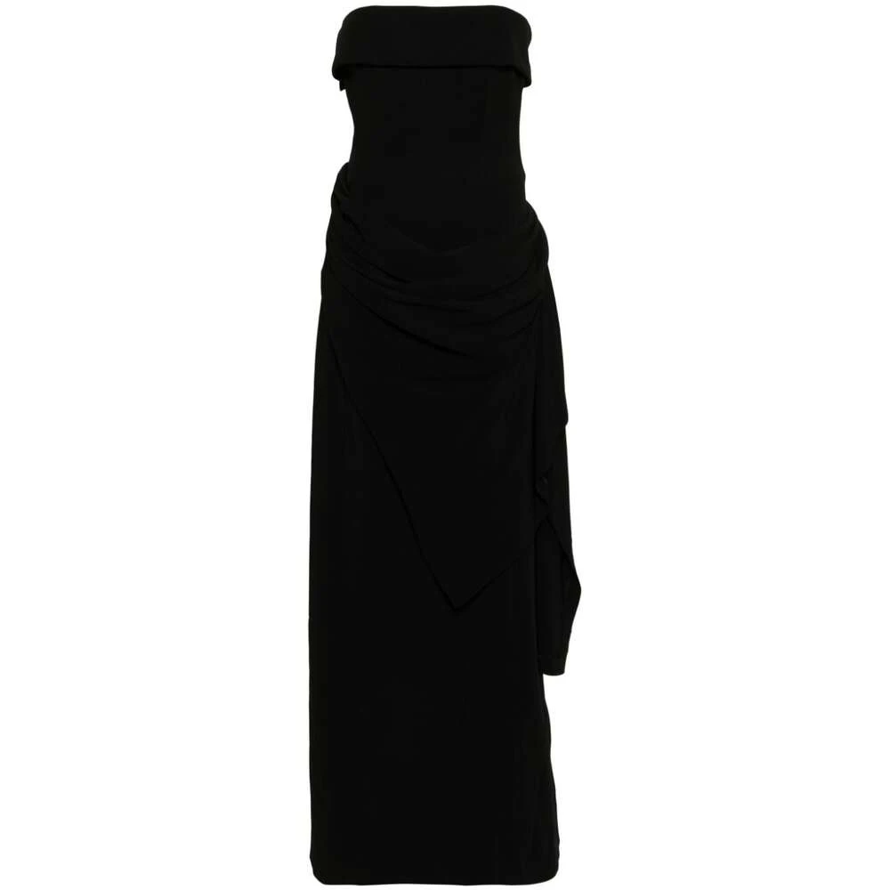 Dsquared2 Zwarte Strapless Gedrapeerde Jurk Black Dames