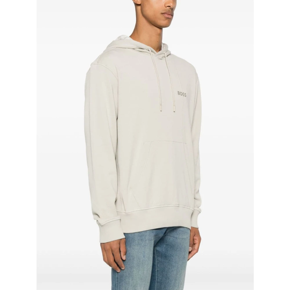 Boss Orange Geborduurd Logo Hoodie van Katoen Beige Heren