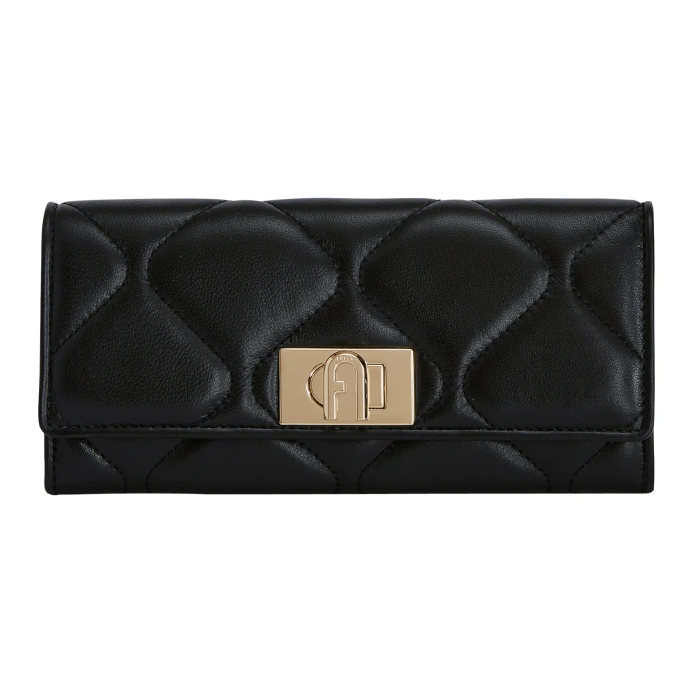 Furla Elegante Gewatteerde Continental Wallet XL Zwart Dames