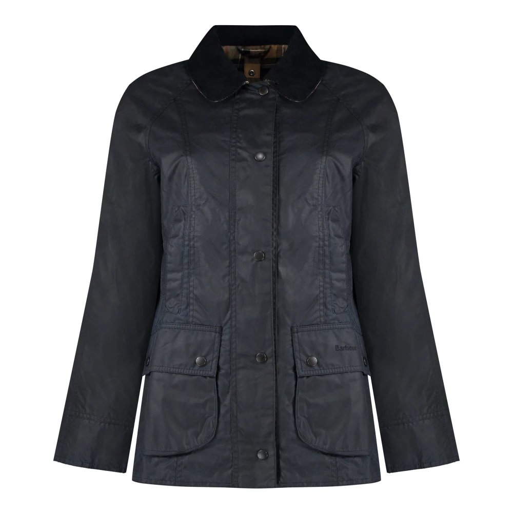 Barbour Gewaxte Katoenen Jas met Geruite Voering Blue Dames