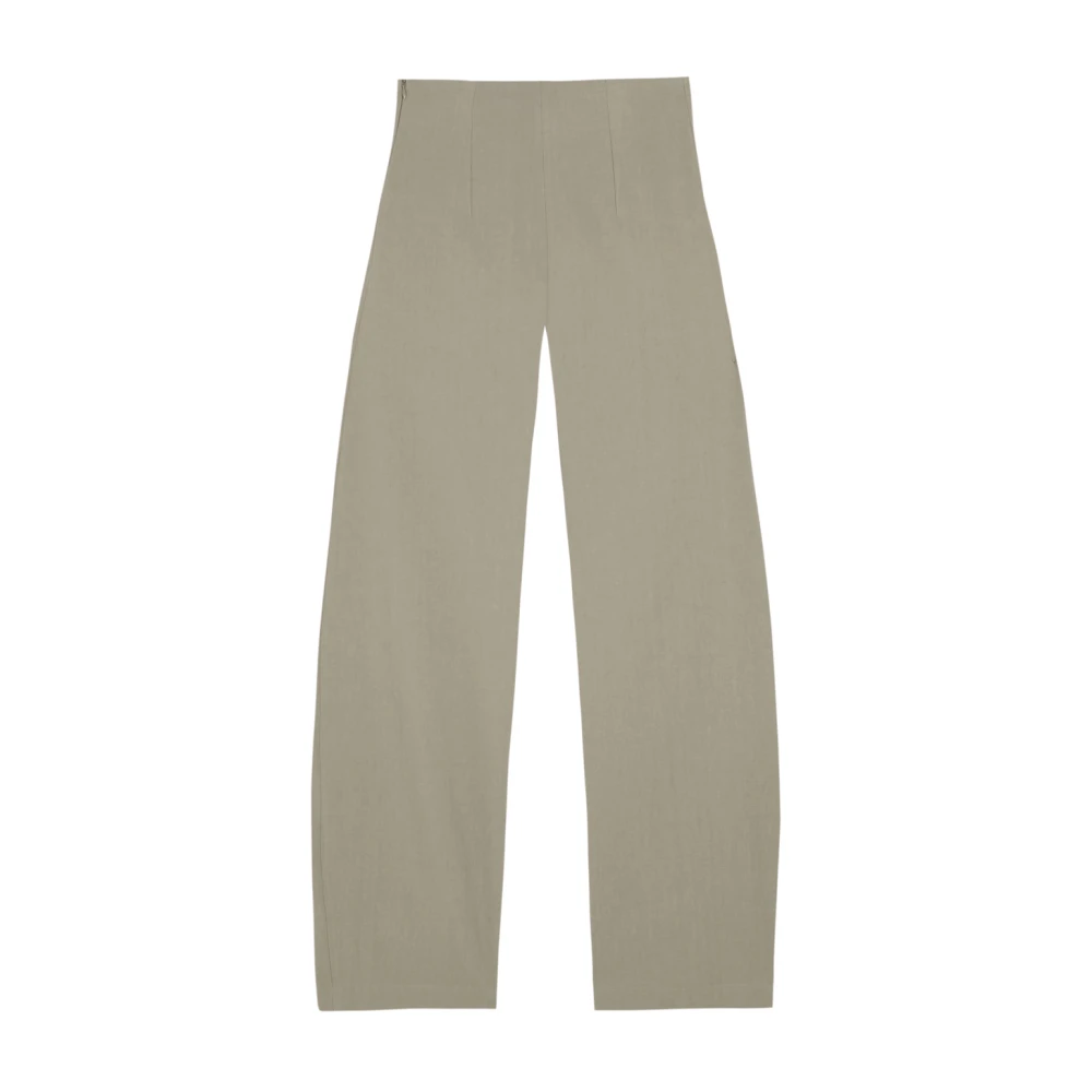 Cortana Hoge taille grijze linnen broek Gray Dames