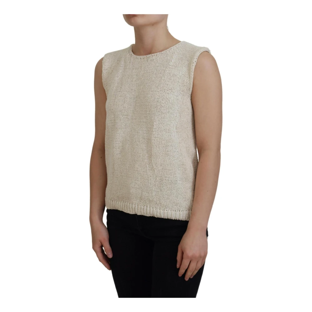 Pink Memories Beige Mouwloze Tanktop Katoenmix Beige Dames