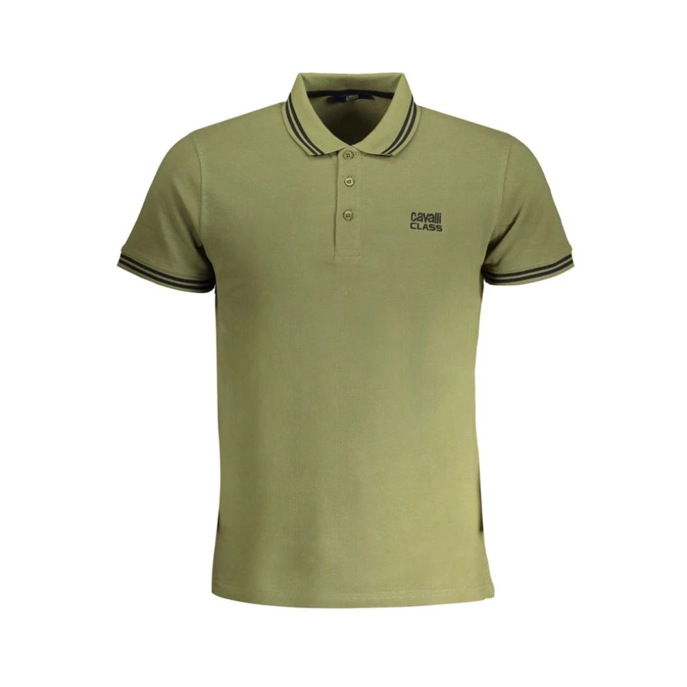 Cavalli Class Groen Katoenen Poloshirt met Korte Mouwen Green Heren