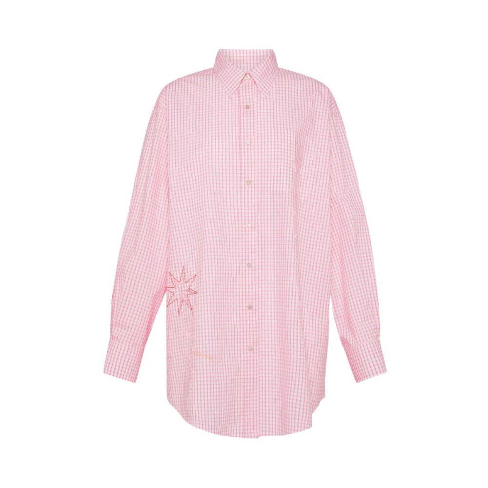 Forte Roze Geruite Poplin Overhemd Pink Dames