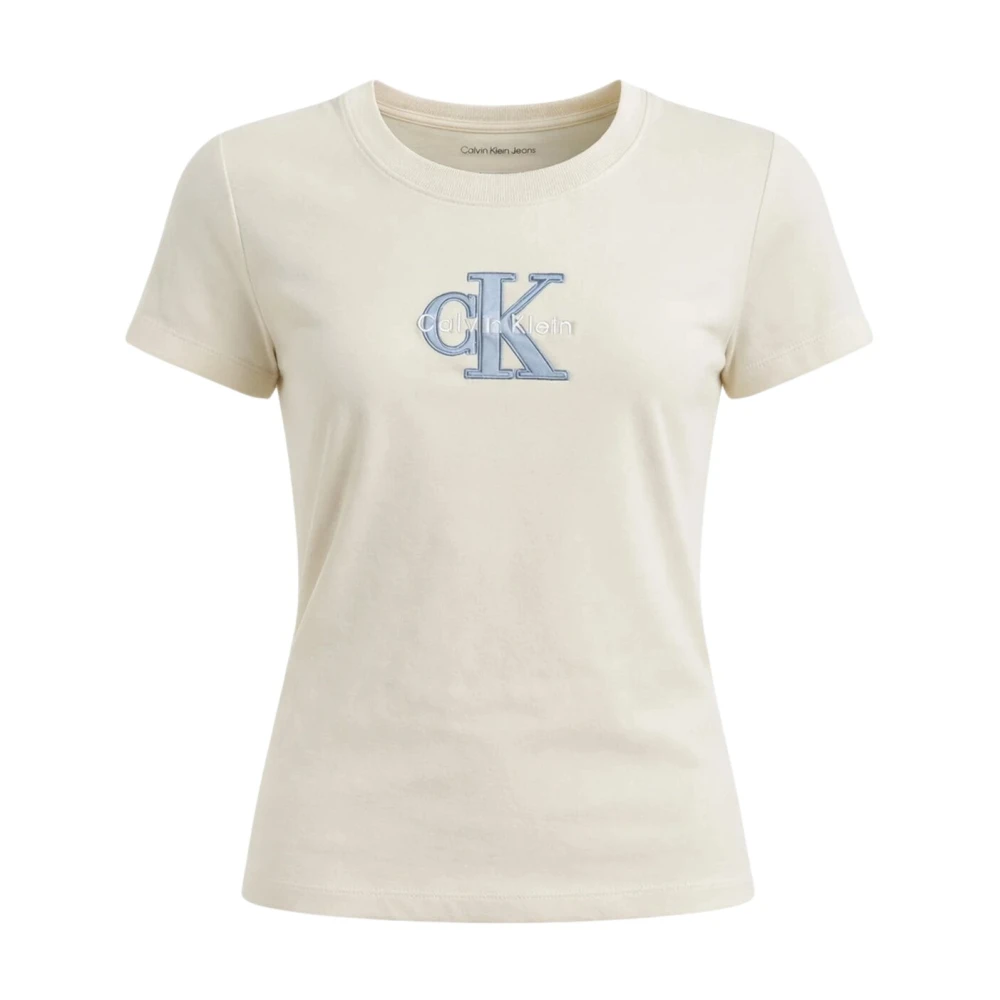 Calvin Klein Girls Beige T-Shirt Con Stampa - Kids Short Sleeve T-Shirts - 14 Y - Kids