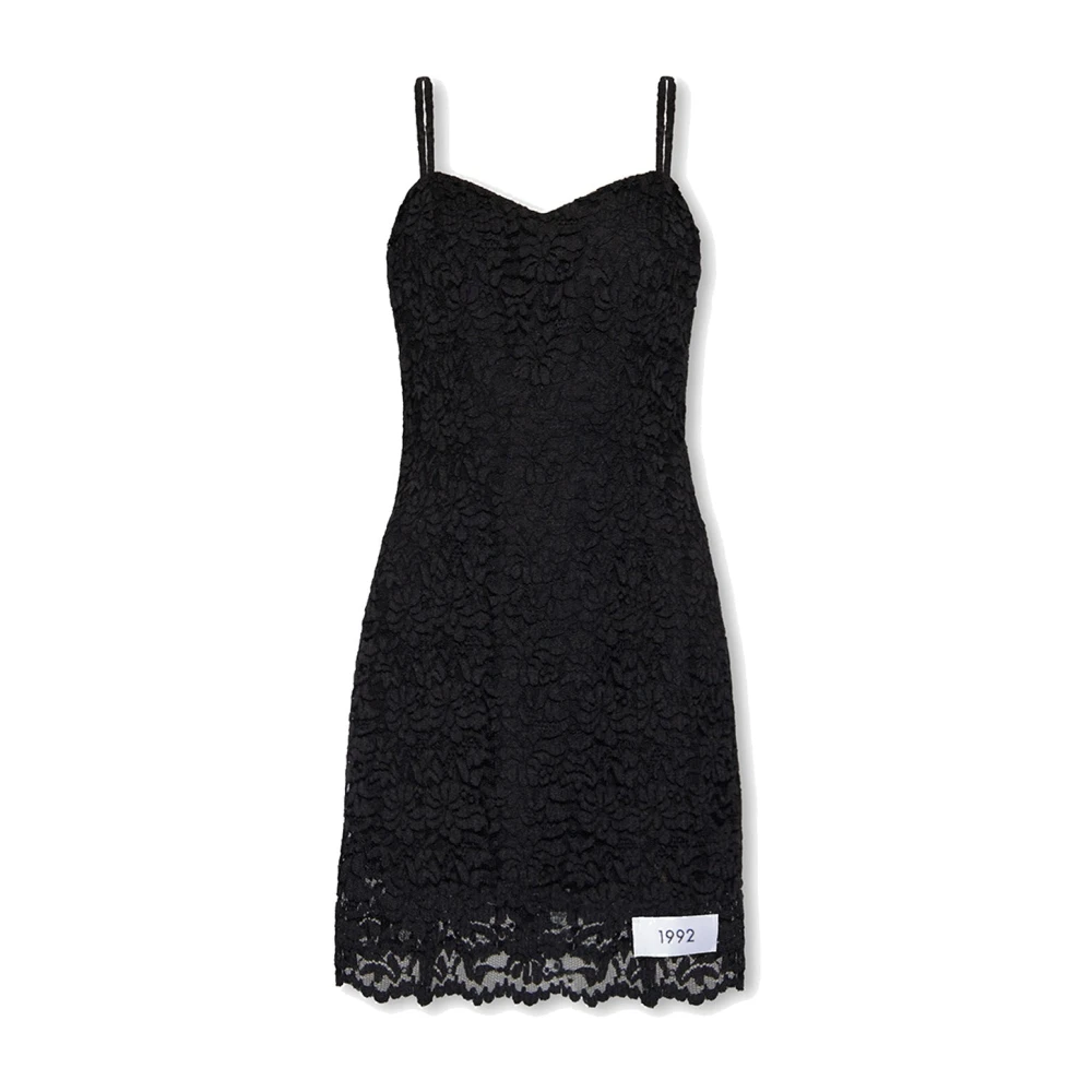 Dolce & Gabbana Zwarte Mini Kanten Jurk met Bloemenpatroon Black Dames