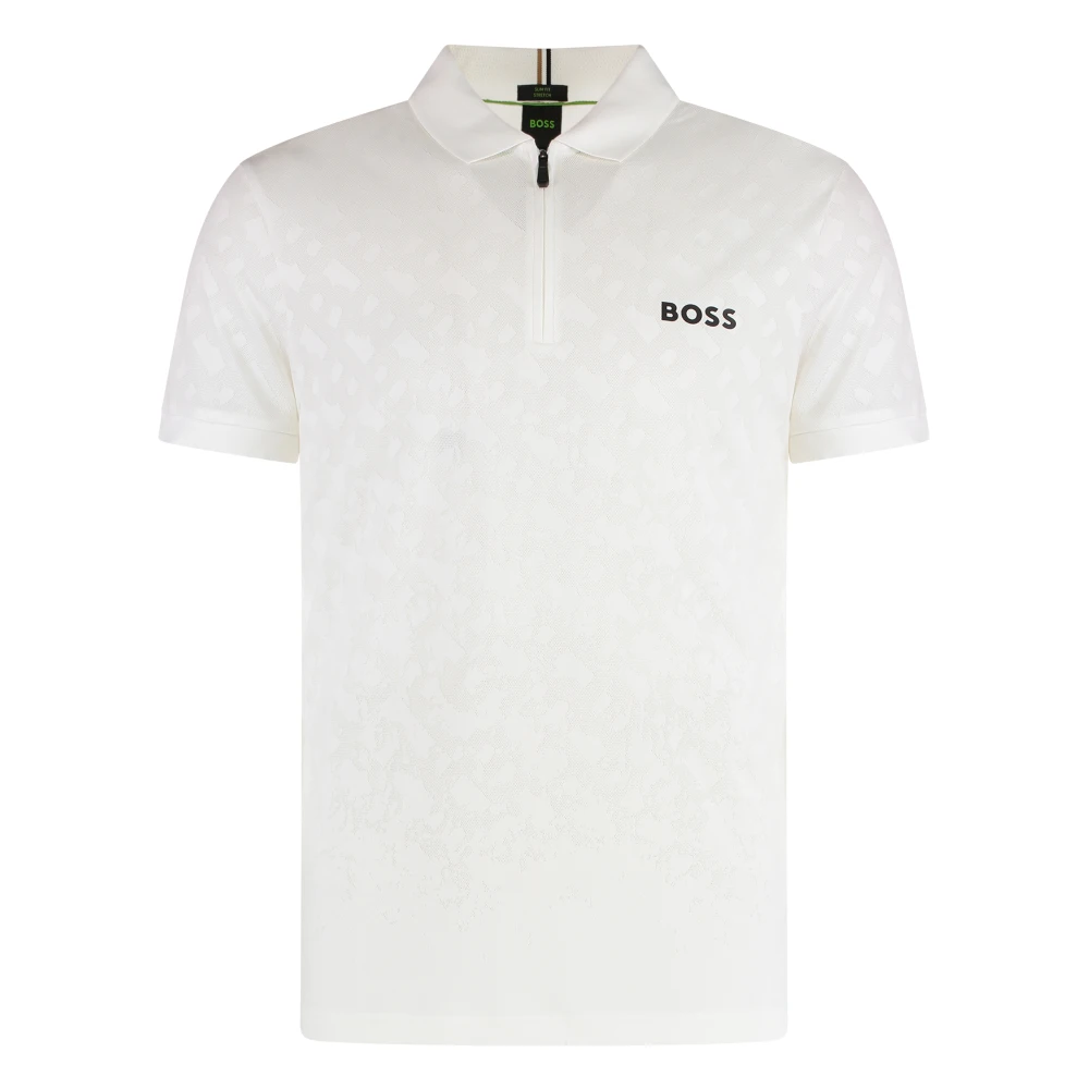 Hugo Men's White Polo Shirts, M, Slim Fit Technical Fabric Polo Shirt