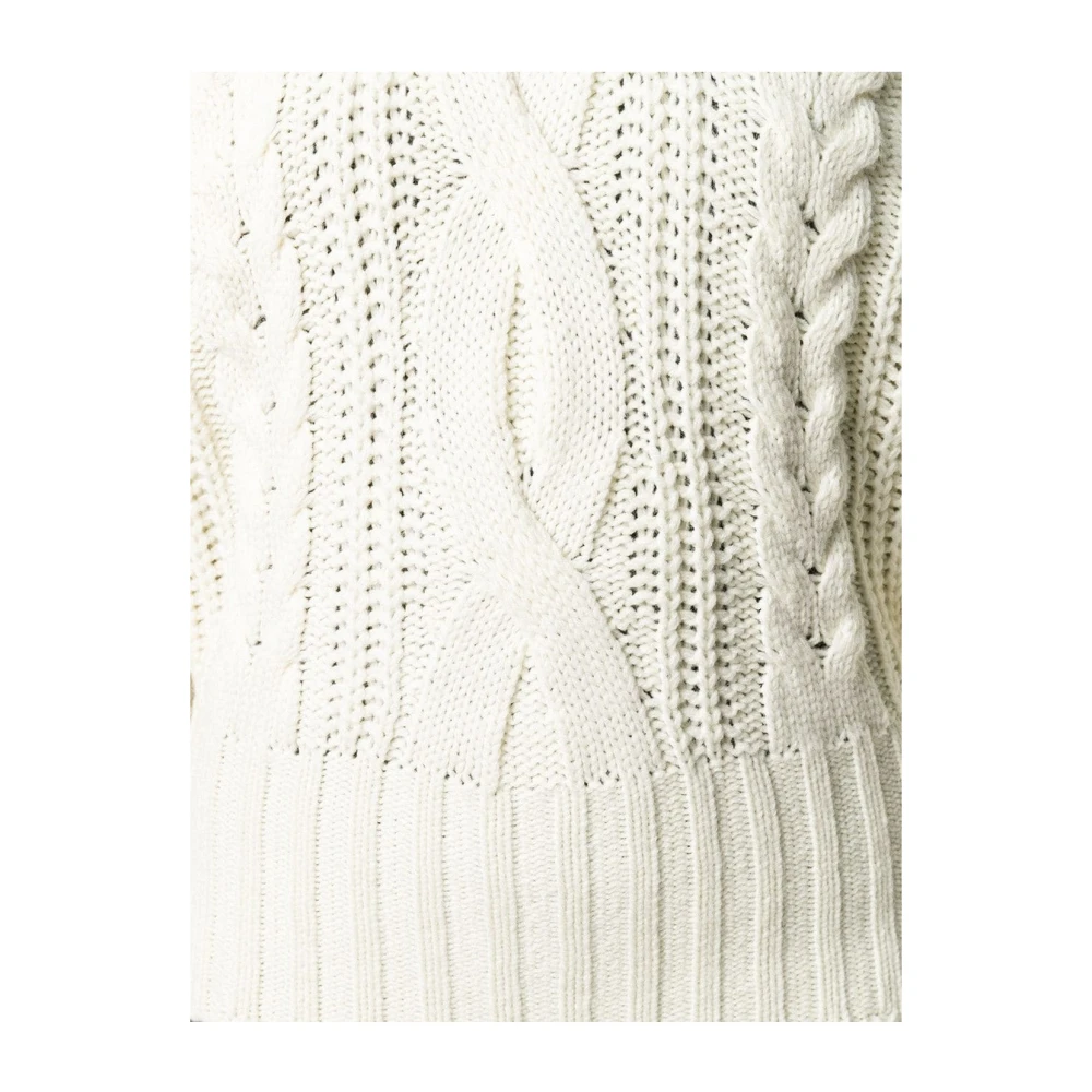 Circus Hotel Chunky Gebreide Wollen Trui Beige Dames