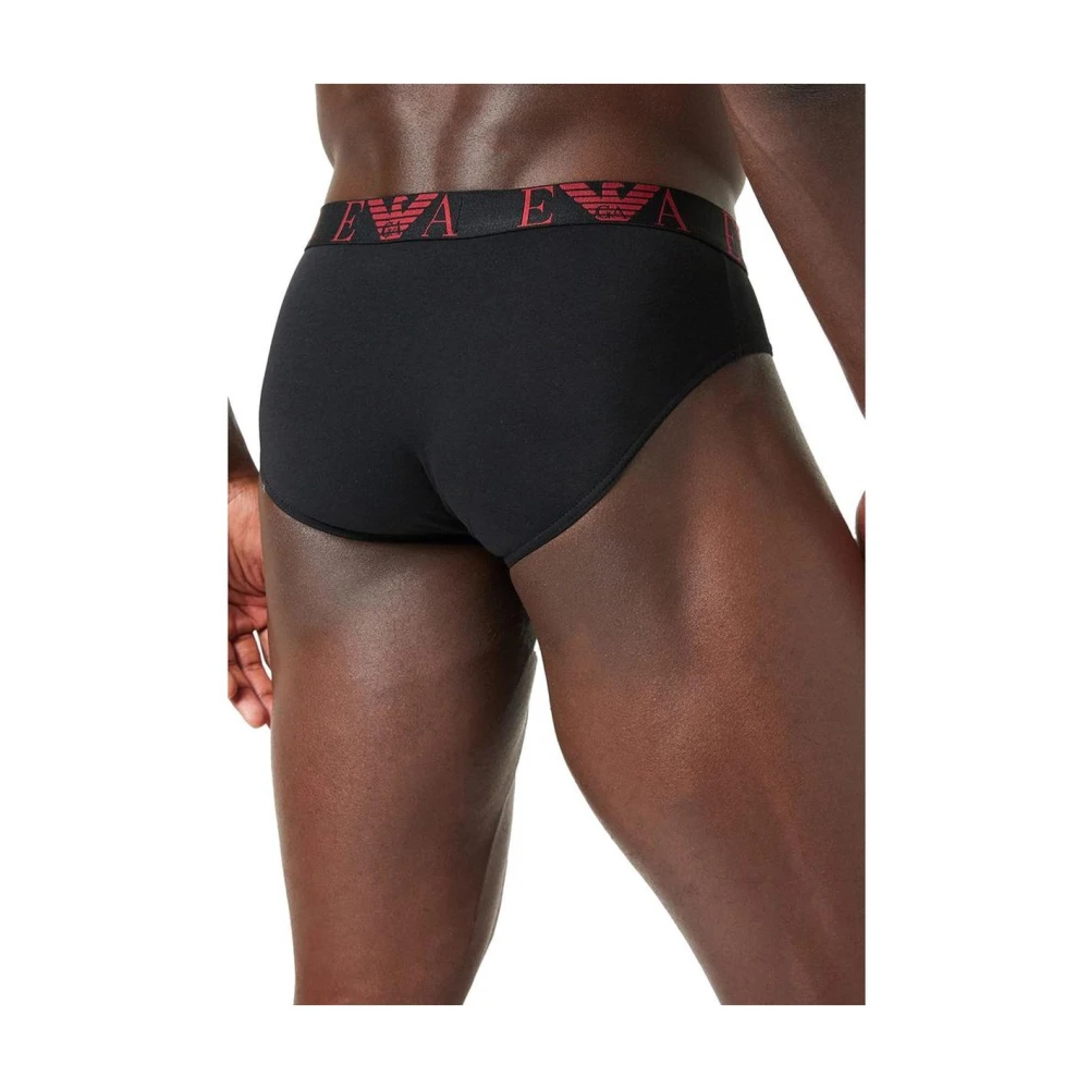 Emporio Armani Rode Katoenen Stretch Briefs Multicolor Heren