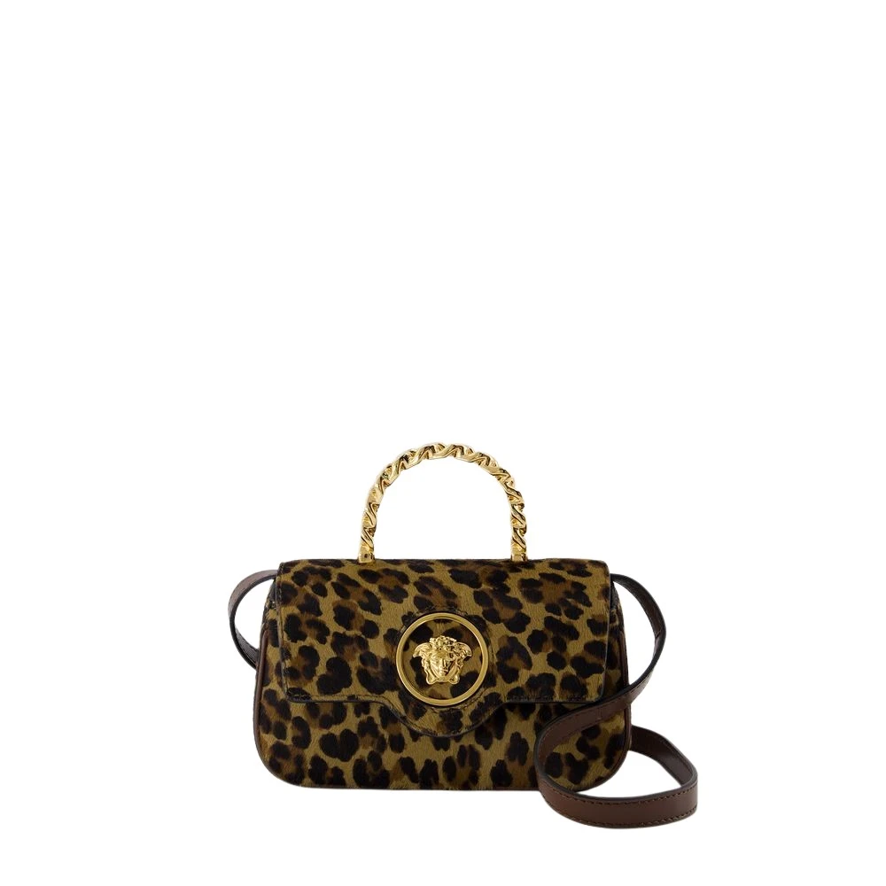 Versace Bruin Leren Crossbody Tas met Ketting Brown Dames