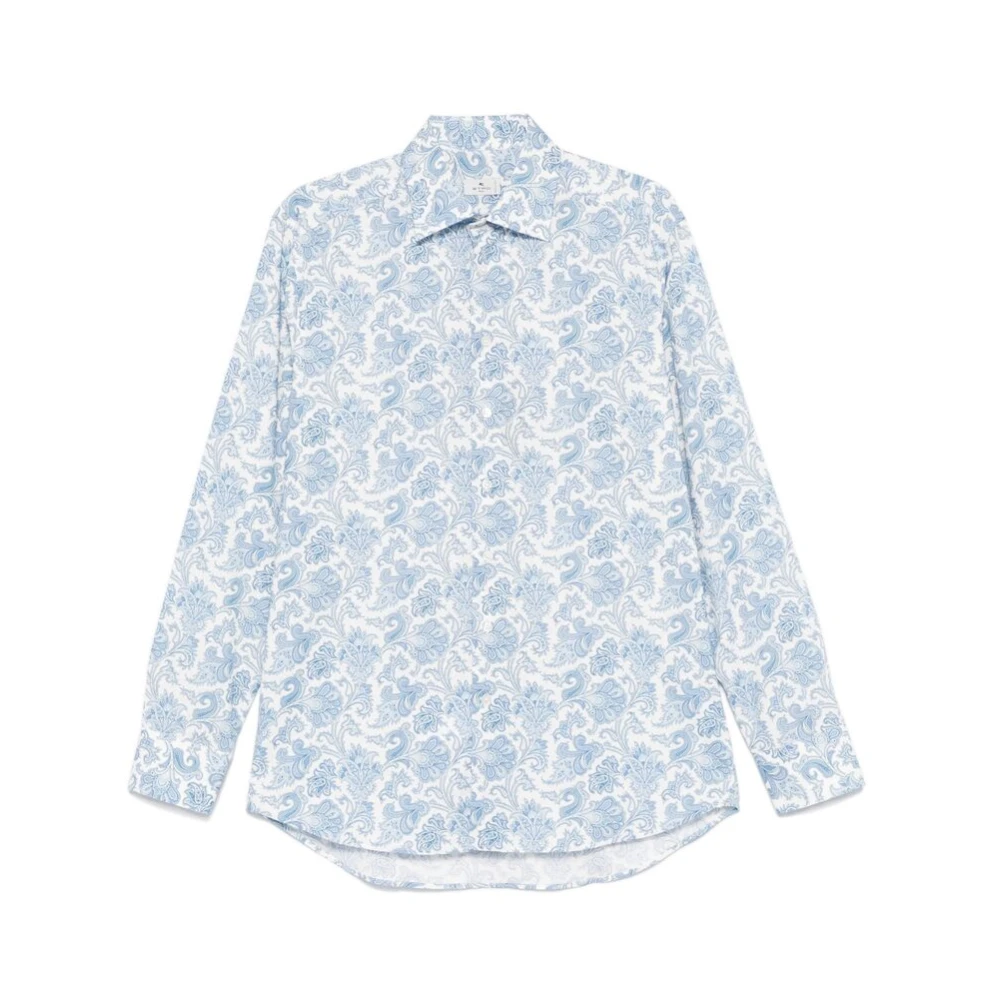 ETRO Blauwe Knoopshirt Lange Mouwen Blue Heren