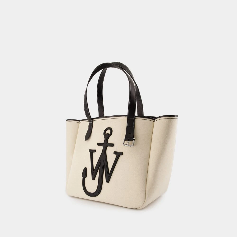 JW Anderson Witte Leren Gewatteerde Tote Tas Beige Unisex